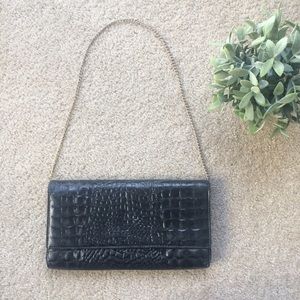 Vintage Black Snakeskin Gold Chain Messenger Purse